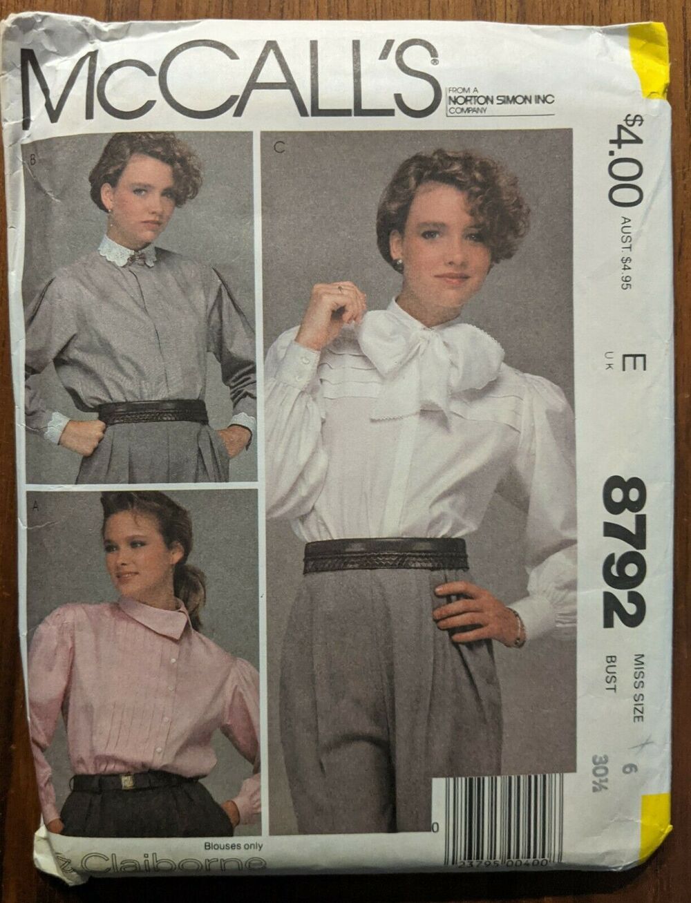 UNCUT McCalls 8792 Blouse Sewing Pattern Size 6